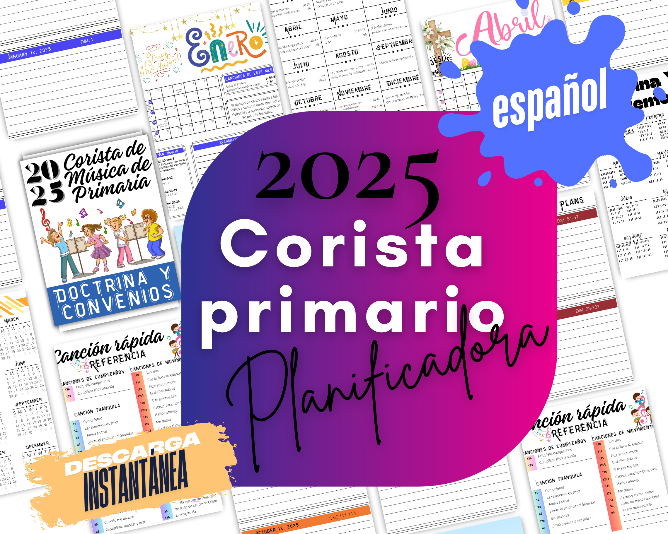 Organizador líder de música primaria 2025 planificador, corista principal, DoctrineAndCovenants 2025, descarga instantánea, Imprimible