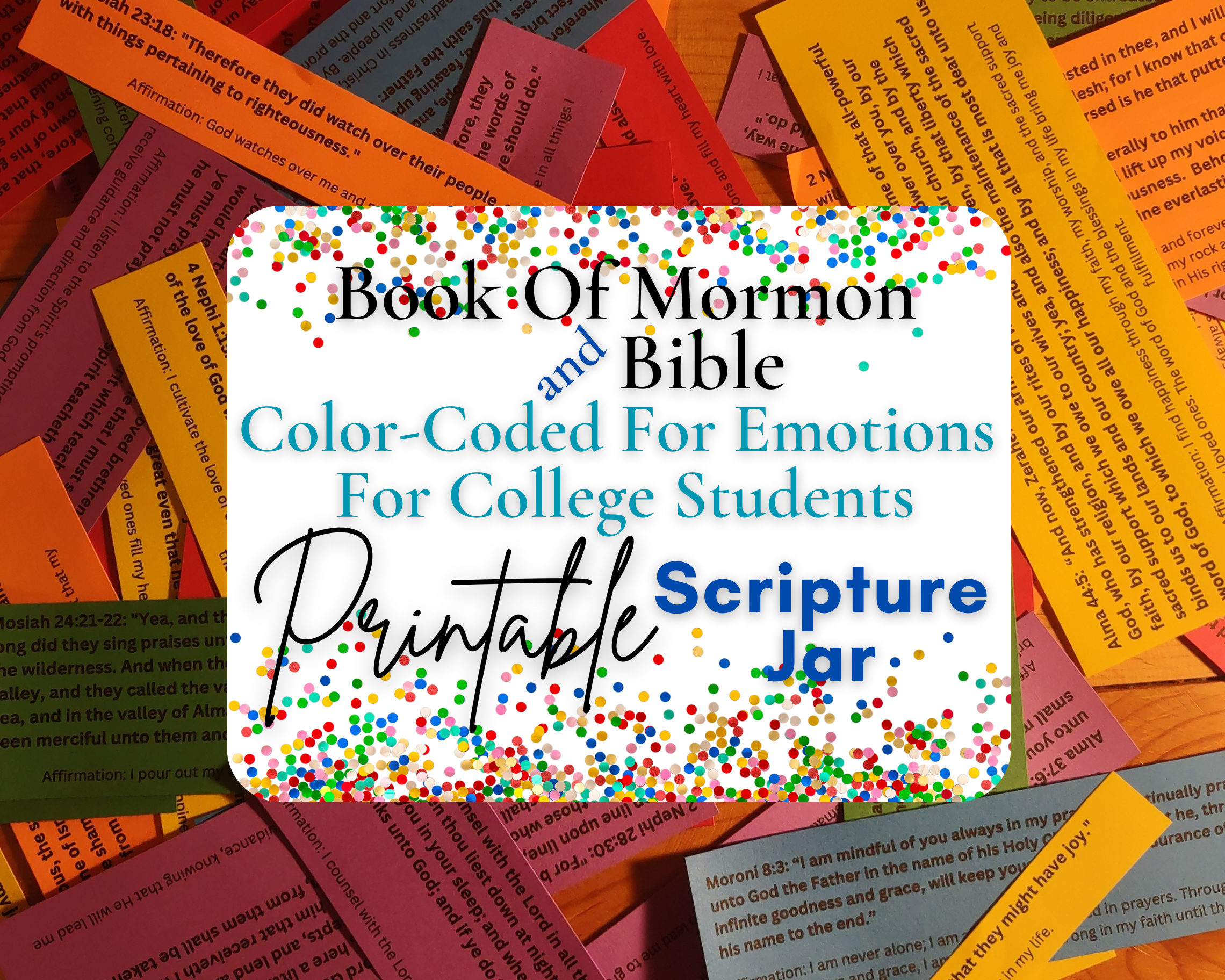 PRINTABLE College Student Book of Mormon and Bible Scripture Jar Color-coded for Emotions