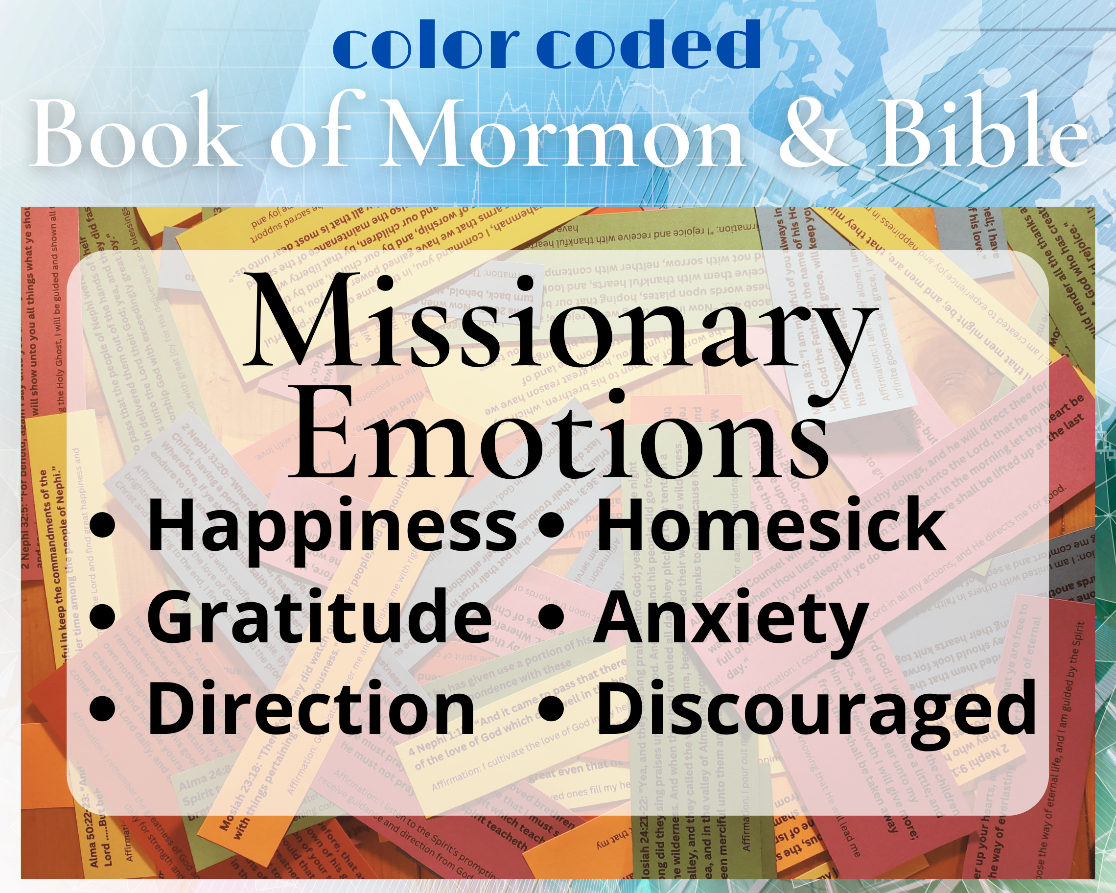 PRINTABLE LDS Missionary Book of Mormon and Bible Color-coded Emotion Scripture Jar
