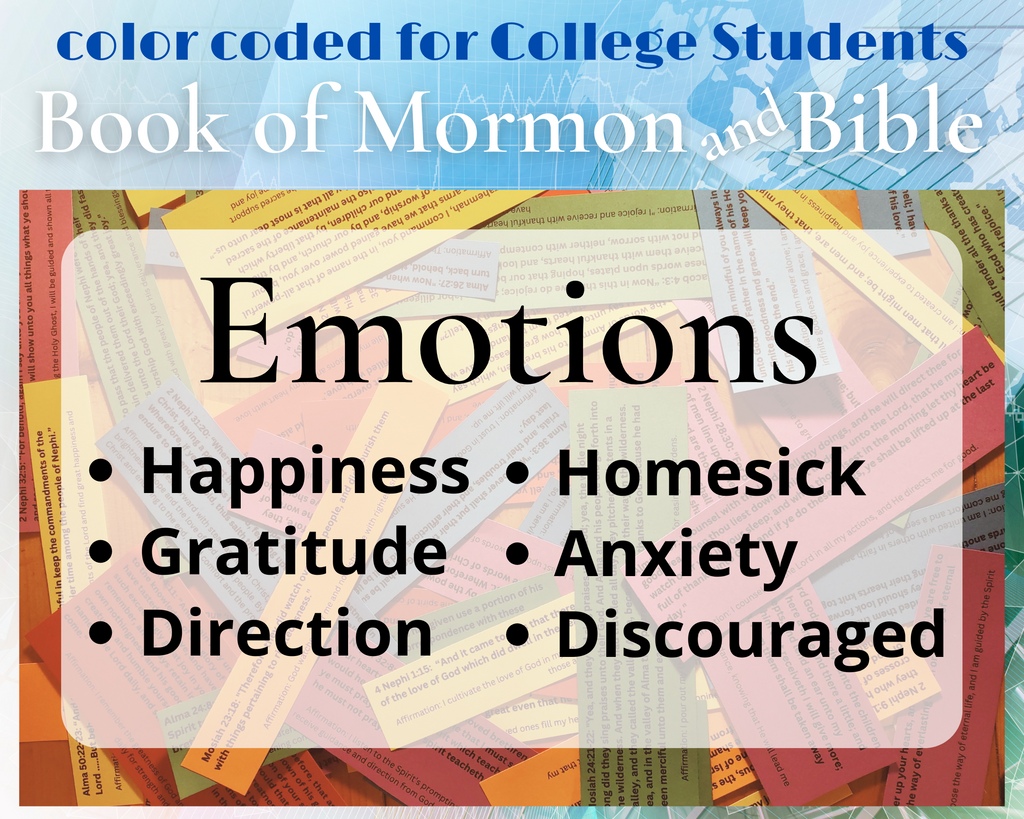 PRINTABLE College Student Book of Mormon and Bible Scripture Jar Color-coded for Emotions