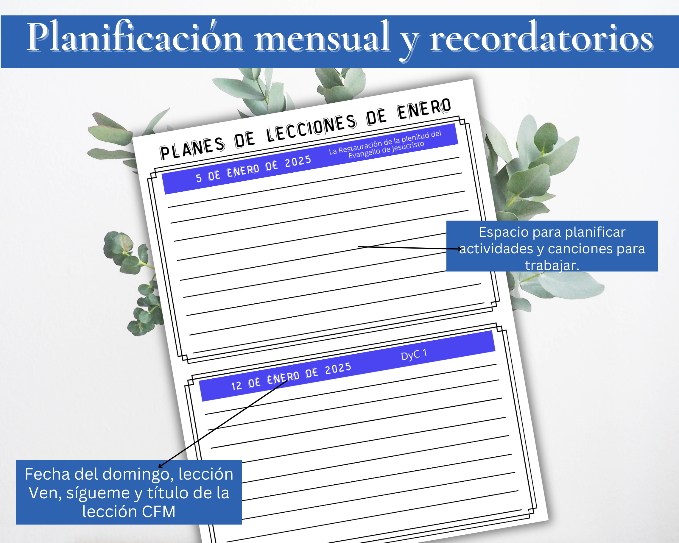 Organizador líder de música primaria 2025 planificador, corista principal, DoctrineAndCovenants 2025, descarga instantánea, Imprimible