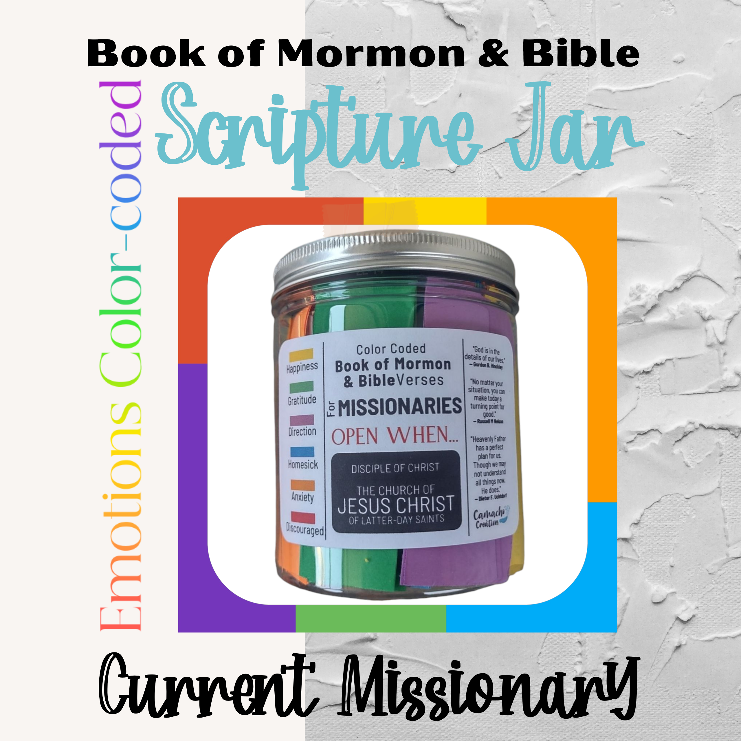 LDS Missionary Book of Mormon and Bible Color-coded by Emotions Scripture Jar