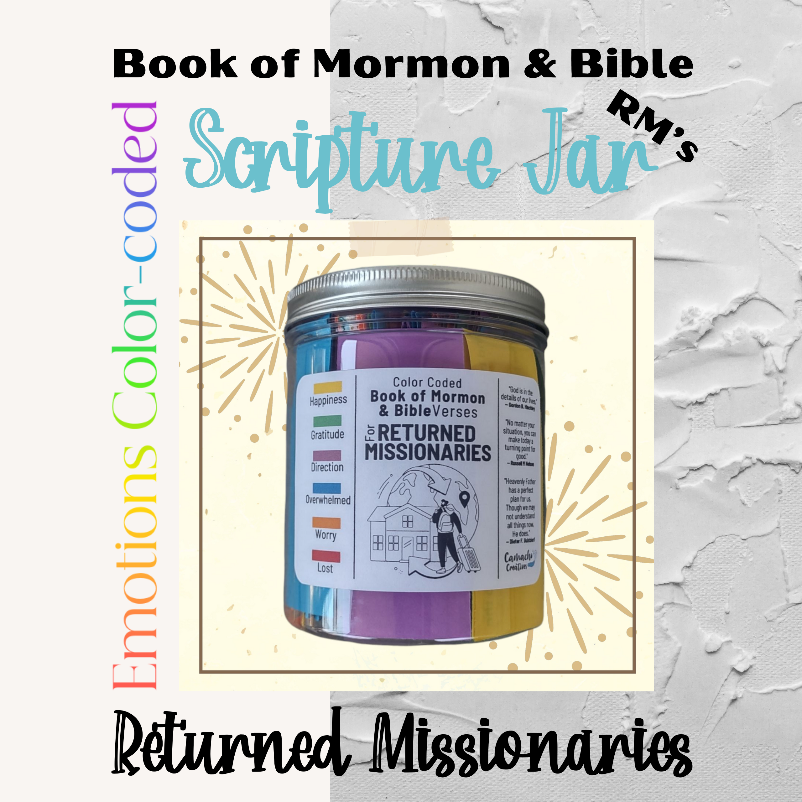 Returned Missionary (RM) Color-coded Emotion Book of Mormon and Bible Scripture Jar